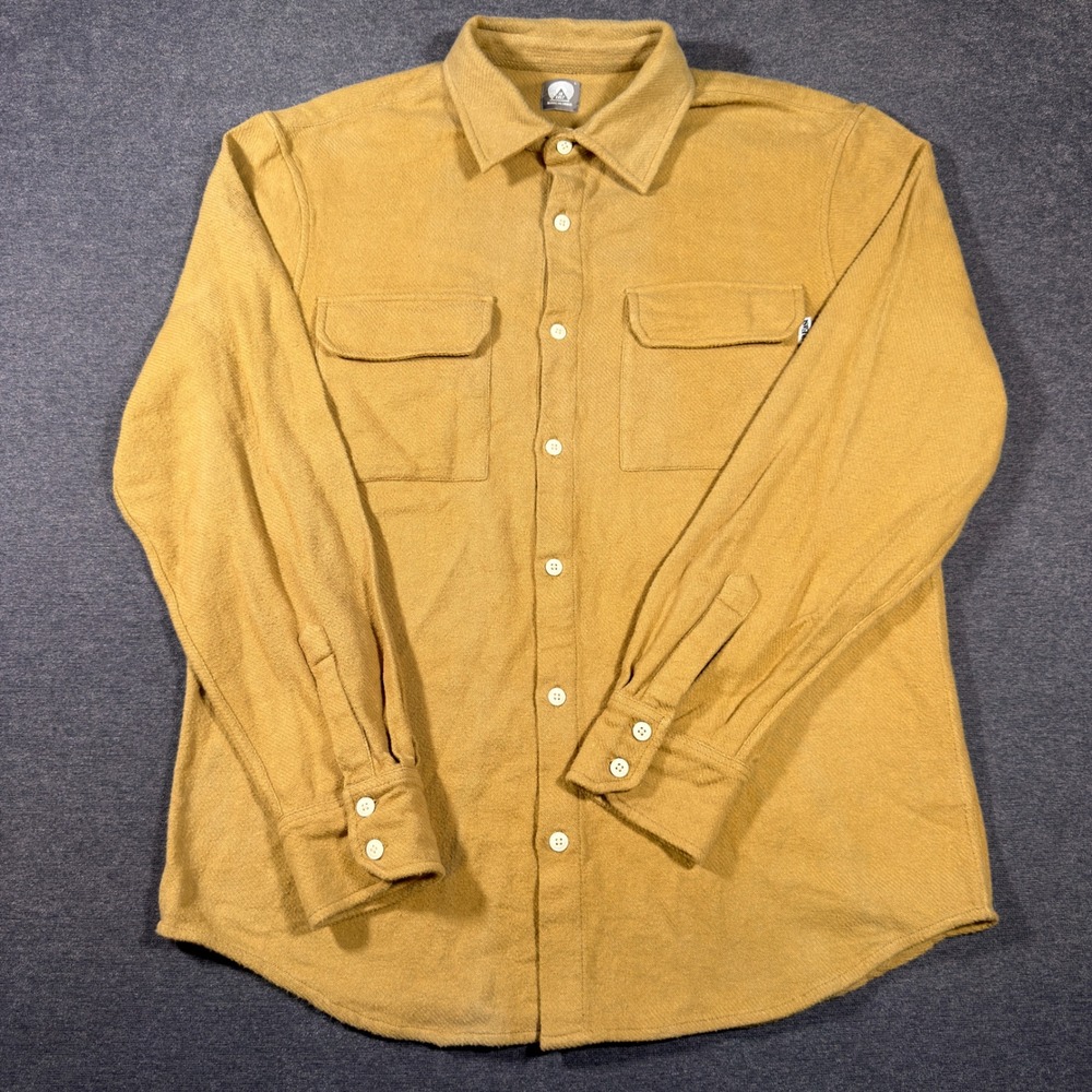 18 East Flannel Shirt Mens Large Mustard Yellow Cotton Twill Workwear Top Chore